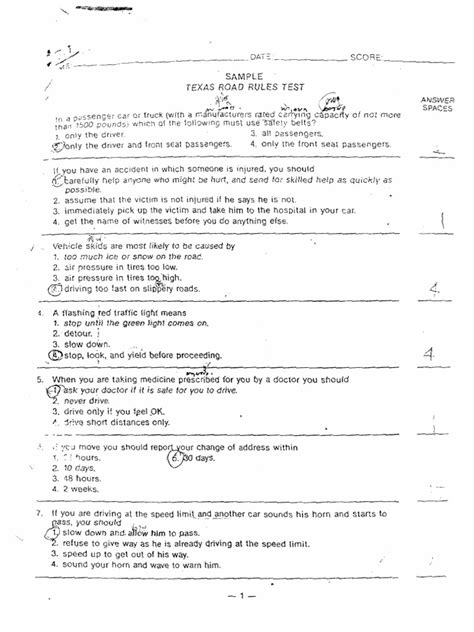 texas written driving test questions